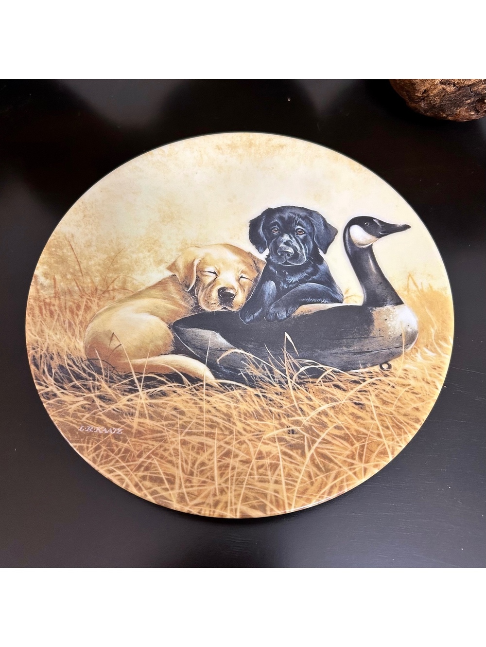 1991 Knowles Ducking Duty Lynn Kaatz Lab Puppies Collector Plate COA Box 8.5”
